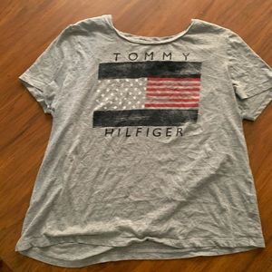 Women’s Gray Tommy Hilfiger American Flag Tee
